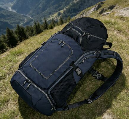 শ্বাসপ্রশ্বাসের জন্য মেশ ব্যাক প্যানেল সহ ৫টি কম্পার্টমেন্ট আউটডোর স্পোর্টস ব্যাগ - ভ্রমণ এবং হাইকিংয়ের জন্য হালকা ওজনের জিম ব্যাকপ্যাক