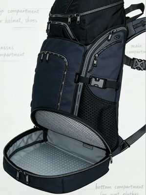 জলরোধী পলিয়েস্টার এবং শ্বাসপ্রশ্বাসের জন্য মেশ ব্যাক প্যানেল সহ কাস্টমাইজড লোগো আউটডোর স্পোর্টস ব্যাগ