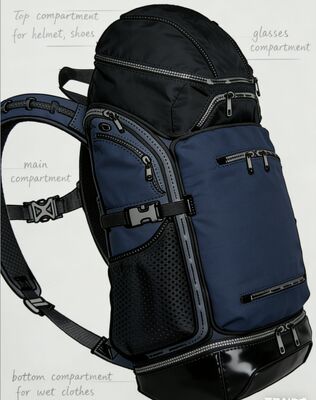 জল প্রতিরোধী পলিয়েস্টার আউটডোর স্পোর্টস ব্যাগ প্রতিফলিত স্ট্রিপ এবং জিম ভ্রমণের জন্য 5 টি কম্পার্টমেন্ট